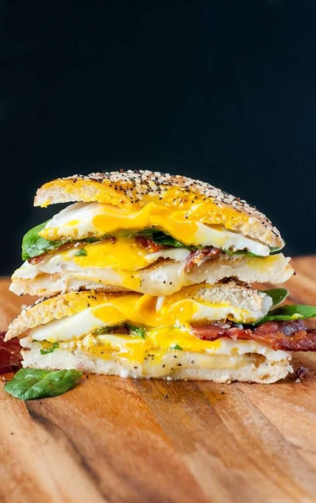 Bagel Breakfast Sandwich. Quick and healthy breakfast recipes - easy and incredibly delicious meals for busy mornings! Find easy to cook omelette, cheesy burrito, breakfast sandwiches, some sweets like smoothies, parfaits, pancakes, and more!