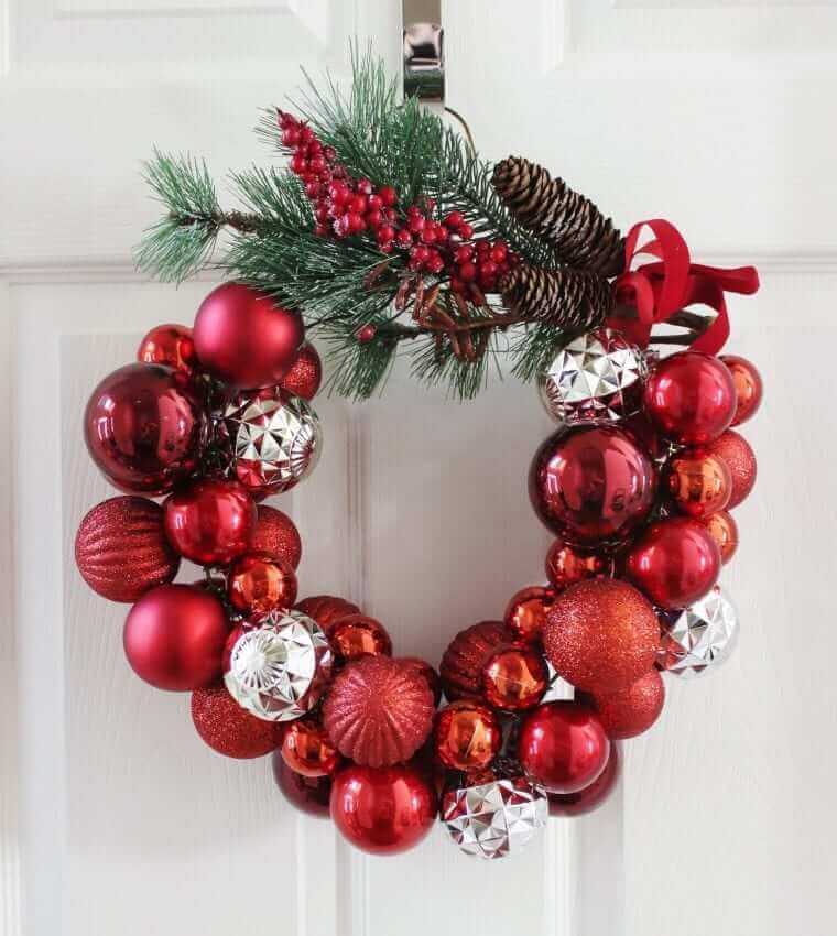 Wire Hanger Wreath with Ornaments