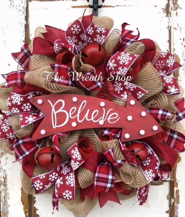 Believe in Christmas Patterns Wreath