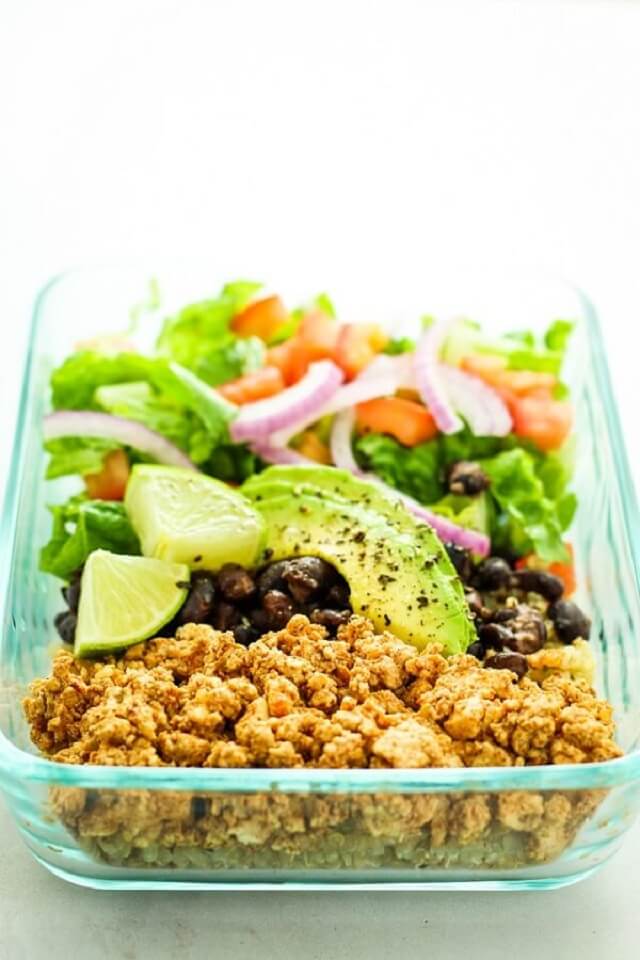 This tofu burrito bowl recipe is flavorful and high in protein, fiber, and healthy fats.