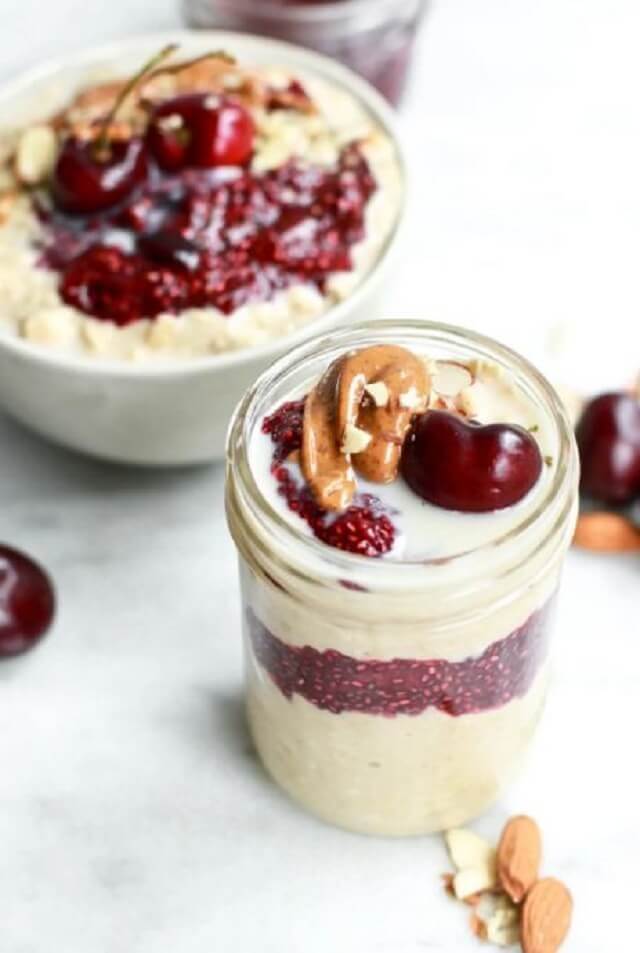 Oats with Cherry Chia Seed Jam