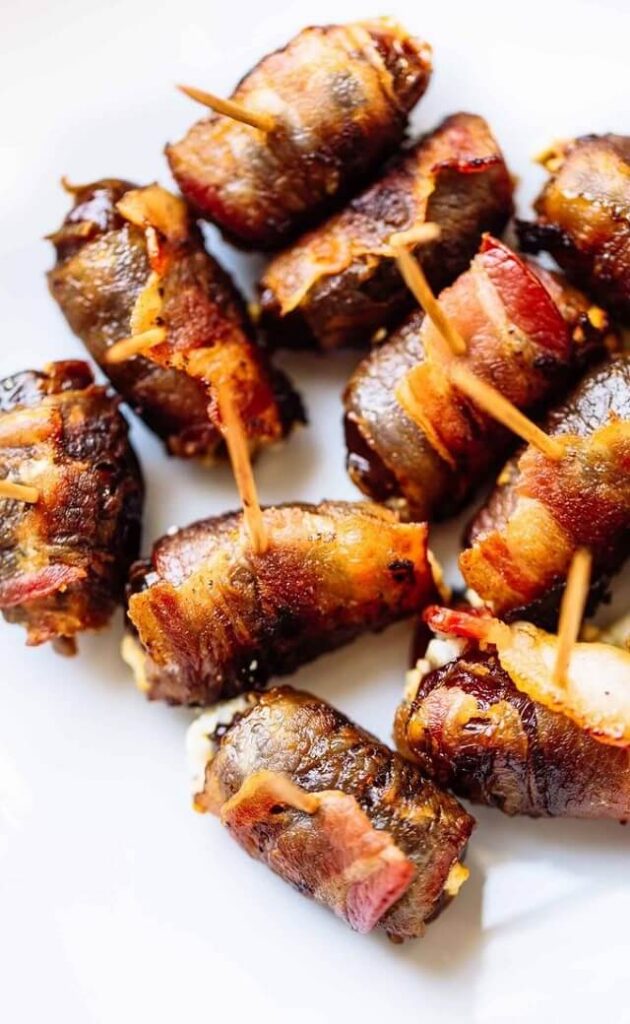 Bacon Wrapped Dates with Goat Cheese
