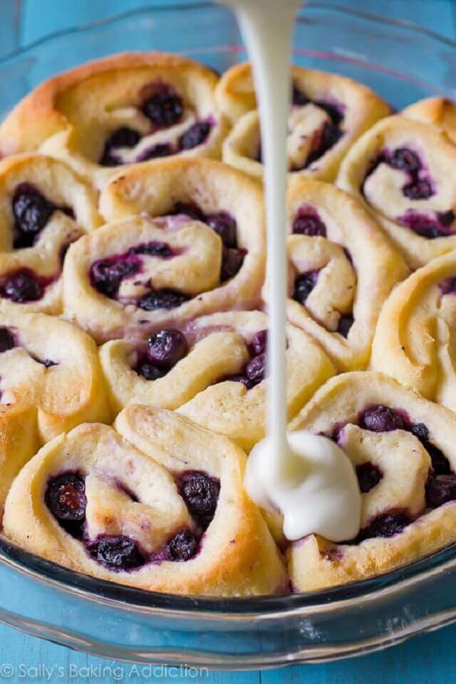 Blueberry Sweet Rolls with Lemon Glaze