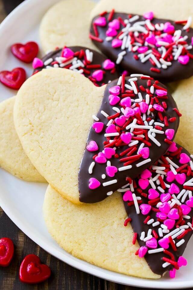 Heart Cookies dipped in chocolate are the best!