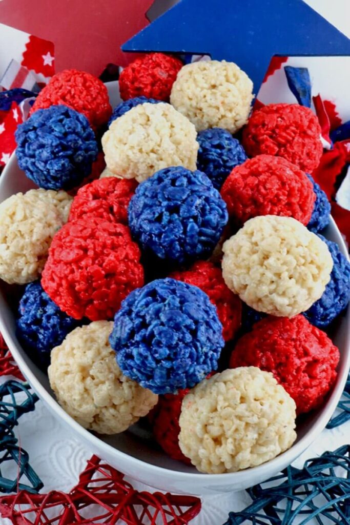 Red White and Blue Rice Krispie Bites