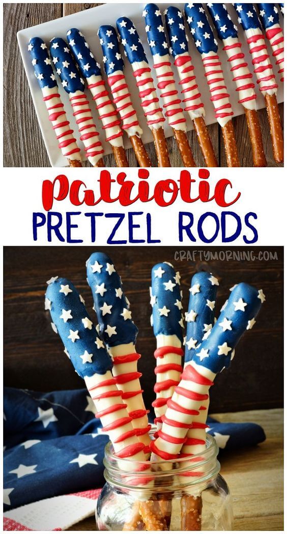 American Flag Pretzel Rods