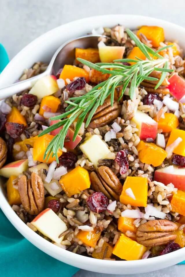 Roasted Butternut Squash Wild Rice Salad with Apple and Cranberries