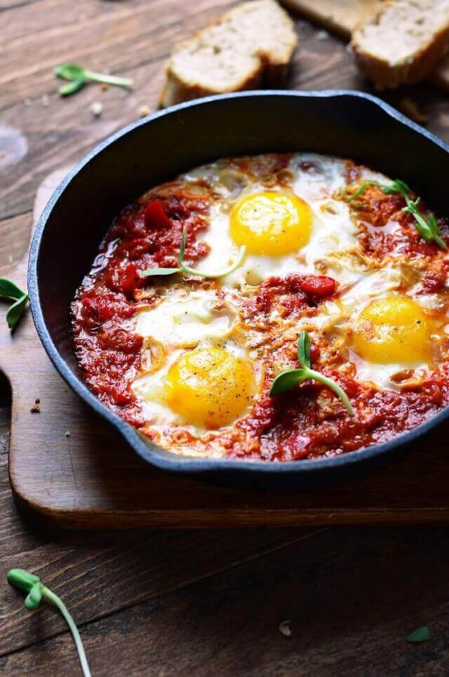 Baked Eggs with Tomatoes and Parmesan